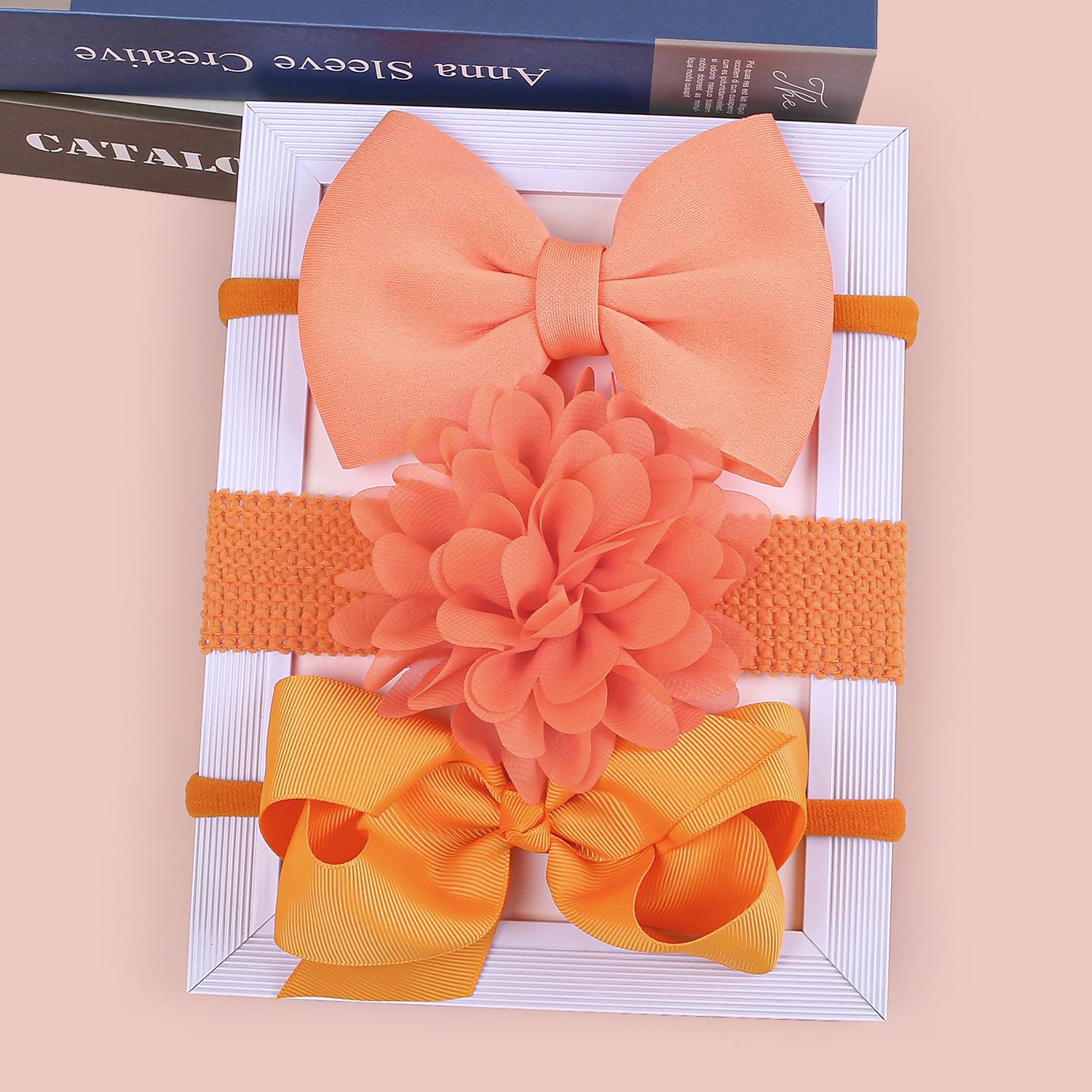 

3 шт. Шифоновые повязки на голову с цветами, Детские повязки с бантами для волос, Эластичные мягкие нейлоновые повязки для волос, Детский тюрбан, Детские аксессуары для волос