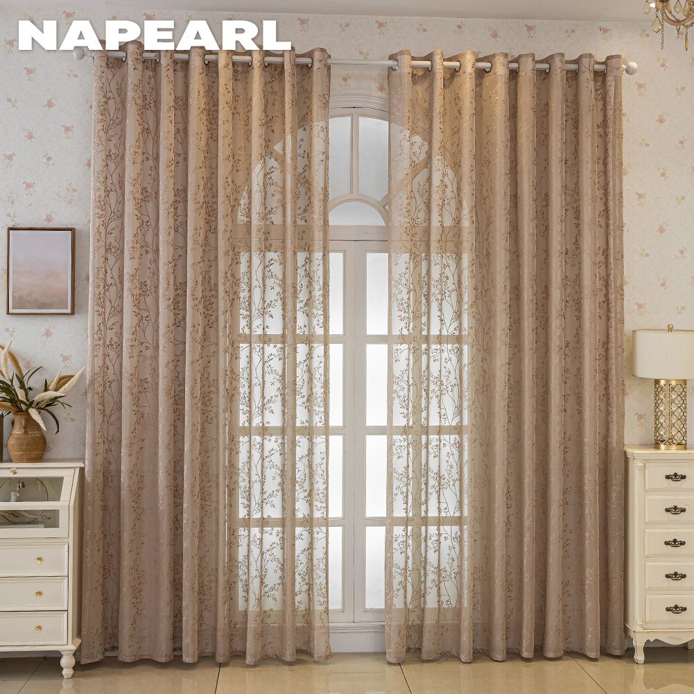 1PC NAPEARL Modern Luxury Dreamy Embossed Jacquard Curtain Translucent Sheer Curtain for Living Room Bedroom Balcony Window Home Decor