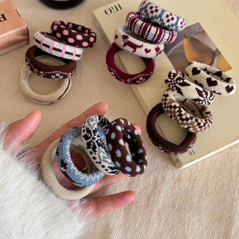4Pcs/Set Elastic Hair Ropes Ethnic Pattern Hairband For Women High Ponytail Holder Scrunchies Rubber Band Hair Accessories