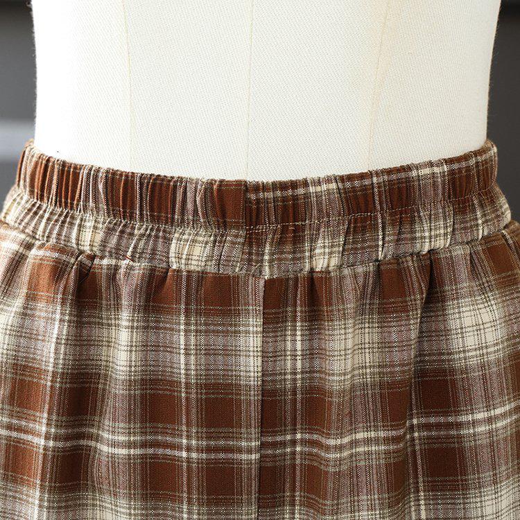 Elegant Spring Suit Set for Middle-Aged Women: Long Sleeve Top & Plaid Trousers Two-Piece.