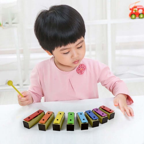 Ennbom Colorful Orff Instrument Sound Block, 8-Note Glockenspiel with Storage Case