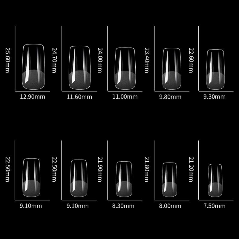 Alomd/Coffin/Square/Stilettos Fake Nail Tips,Clear Acrylic False Nail 10Sizes Press On Nail for DIY Nail Extensions