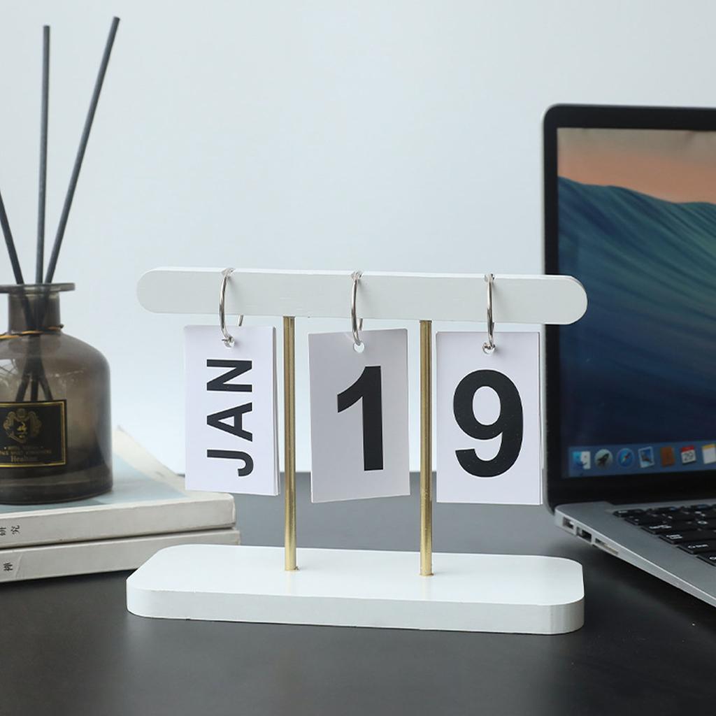 Perpetual Flip Calendar Wooden Standing Desk Flip Calendar Exquisite Daily Flip Calendar for Home