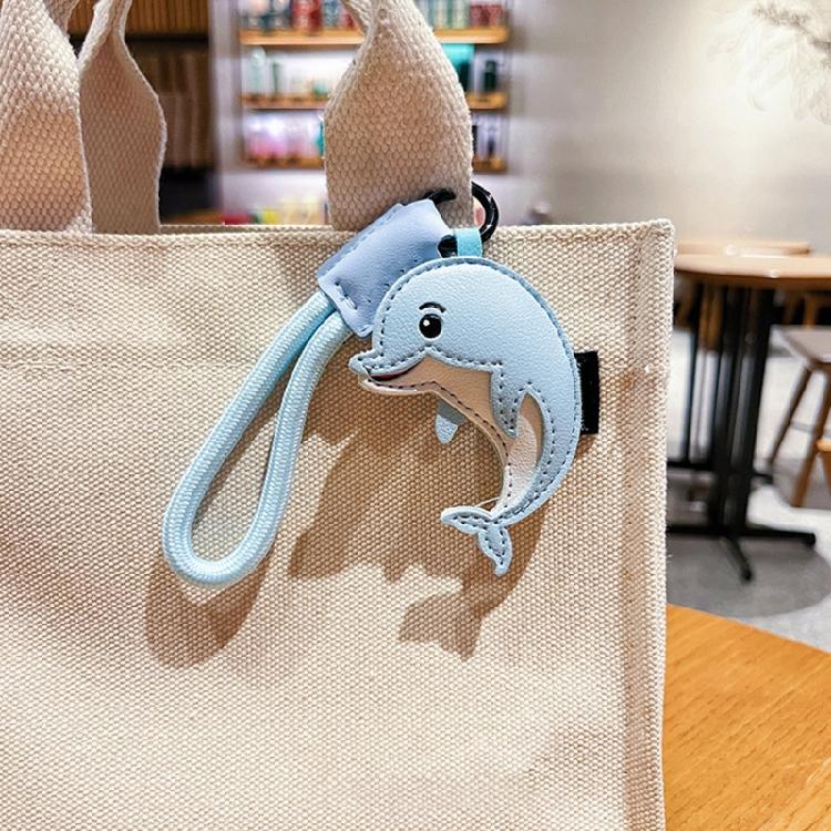 Charming Leather Dolphin Keychain with Whimsical Design Elegant Key Chain Charm for Everyday Use and Special Occasions