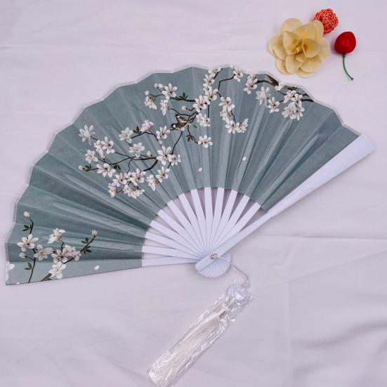 Skládací ruční ventilátor čínský vintage styl plastový ventilátor Oboustranné příslušenství Hanfu pro svatby a taneční párty