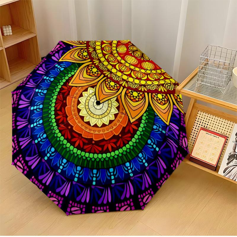 

Cockatoo Floral Circle Theme Automatic Umbrella Compact 8-Rib Design Sturdy Construction Durable Everyday Carry Umbrella Stylish Accessory