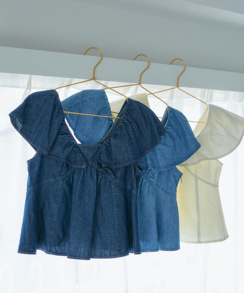 Washable Denim Frill Blouse for Shirosub [BIS] Women's (Suitable Co-ordination), (14)