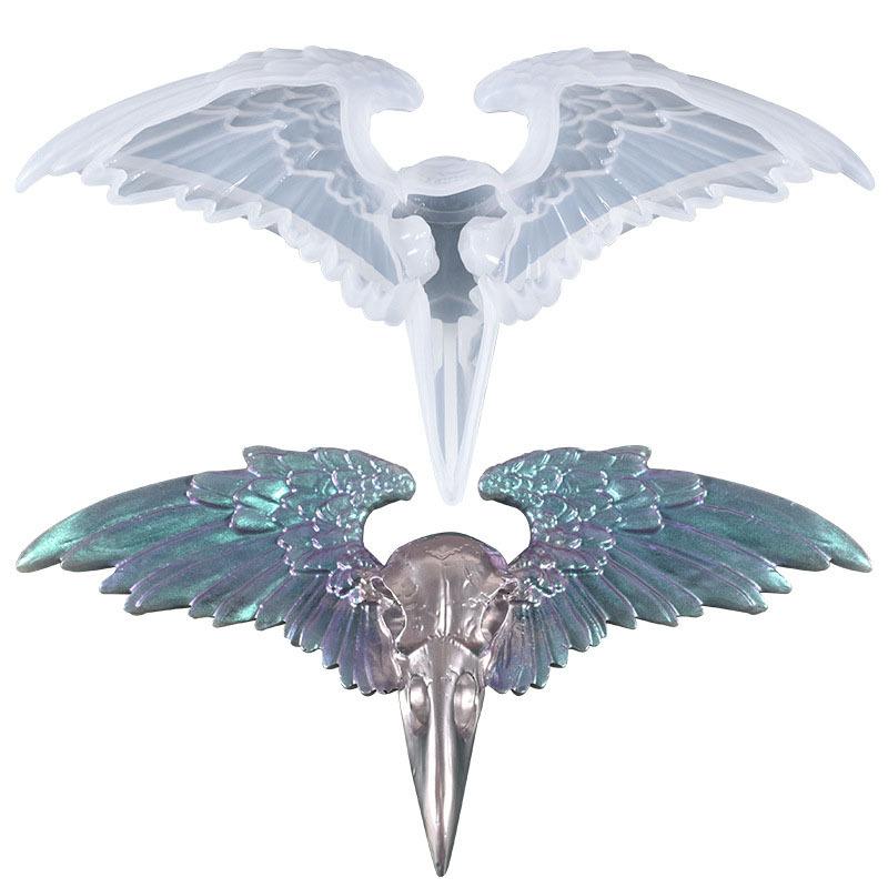 DIY Crystal Epoxy Resin Mold Crow Skull Skull Gothic Style Ornaments Eagle Wings Decoration Silicone Mold
