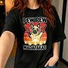 Funny French Bulldog Pew Pew Madafakas Graphic T Shirt Unisex Casual Short Sleeve Crewneck Street Style Animal Print Tee Y2k Top