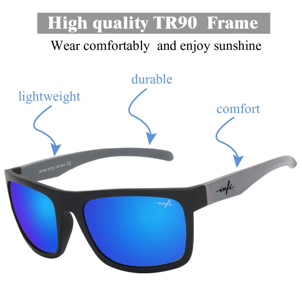 INFI Polarized Ultra with Mirrored UV for Sea and for Men and Women Sunglasses, Lightweight, Strap, Lenses, Protection, Fishing, Driving, Baseball,