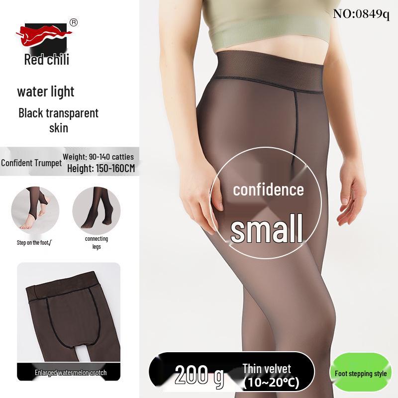 Red Pepper Sheer Black One-Piece Pants - Women's Autumn/Winter Bottoming Tights with Abdominal and Hip Support, Bare Leg Effect.