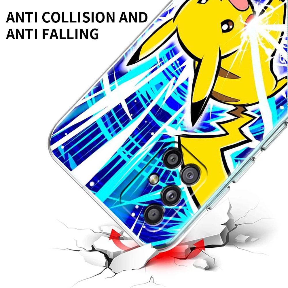 Przezroczyste etui do Samsung Galaxy A52 A12 A51 A32 A21s A71 A32 A22 50 A70 A31 A72 5G etui na telefon Anime fajne Pokemon
