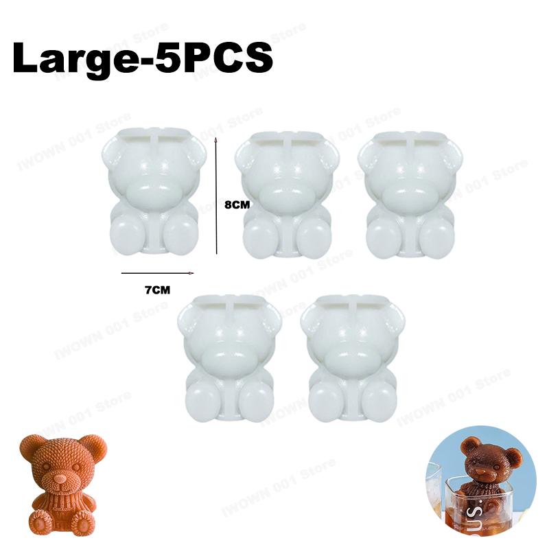 Cute 3D Bear Shape Silicone Ice Cube Mold Ice Grinder Ice Cream Making Molds Cold Drink Coffee DIY Tools for Home Use