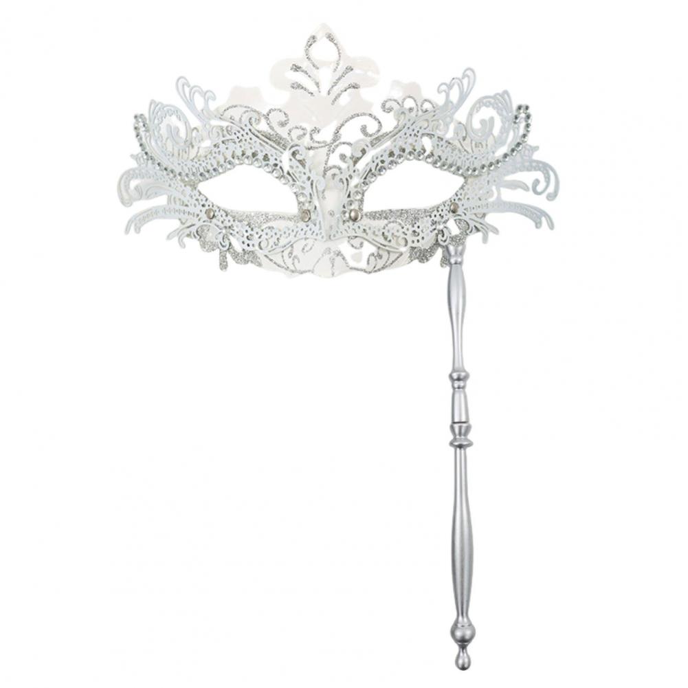 Fancy Dress Party Eyewear Mask Metal Handheld Stick Half Face Venetian Masque Rhinestones Women Mask Prom Ball Masquerade