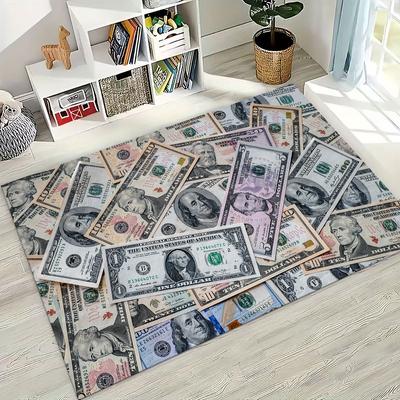 3D Personality Money USD Euro RICH Pattern Rug for Bedroom Living Room Sofa Home Doormat Decor,Large Kid Play Non-slip Floor Mat