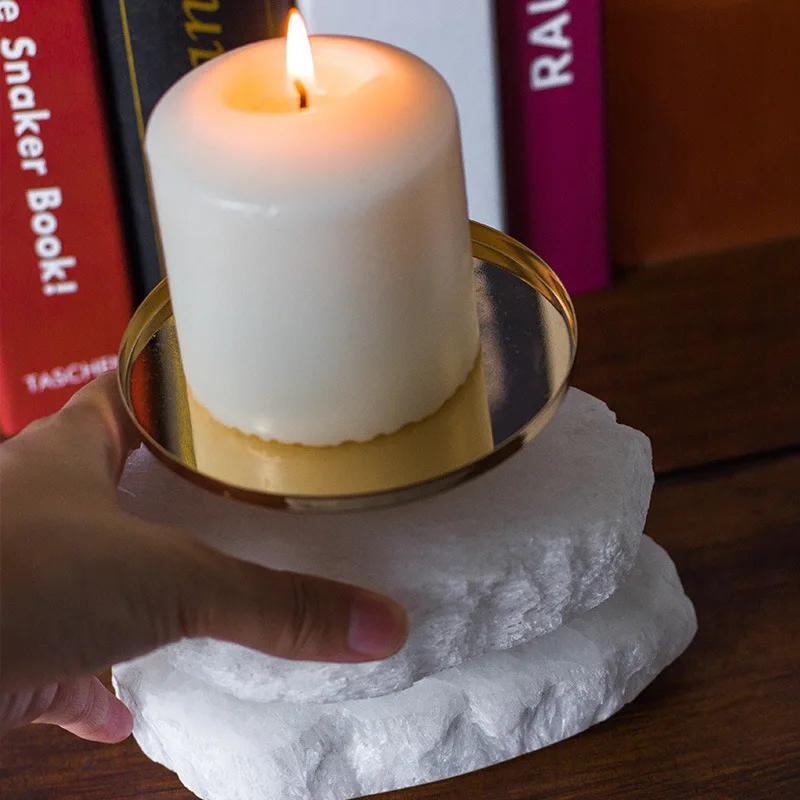 Candlestick Natural Ore Desktop Handicraft Ornaments Handmade Candle Holder Centerpieces Wedding Decorations Home Decoration