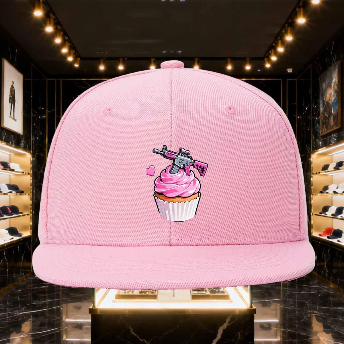 

Розовая Кепка-бейсболка с Графикой Gun Cupcake Унисекс Полиэстер Плоский Козырек Snapback Шляпа для Отдыха Папа-Кепка One Size