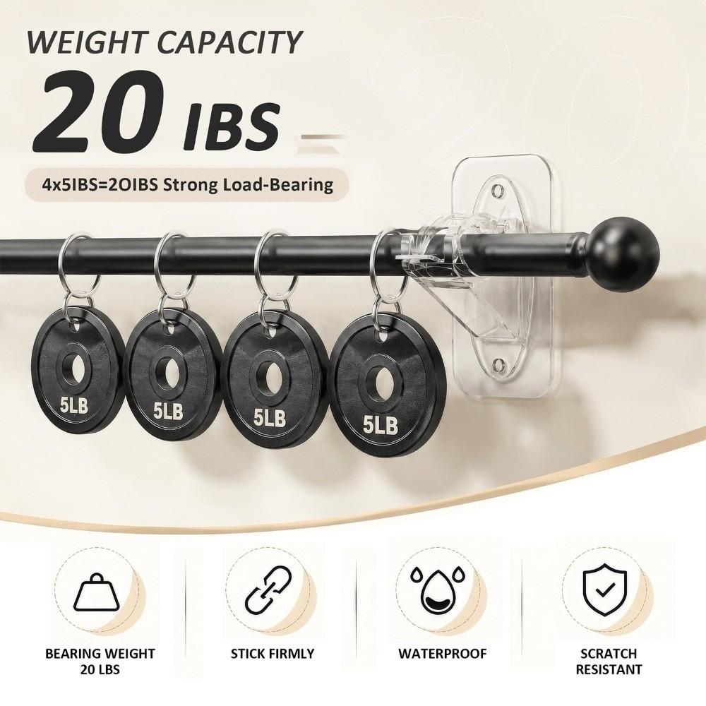 2pcs/set Adhesive & Screw Dual Use Curtain Rod Brackets Heavy Duty Curtain Rod Bracket  Home Office