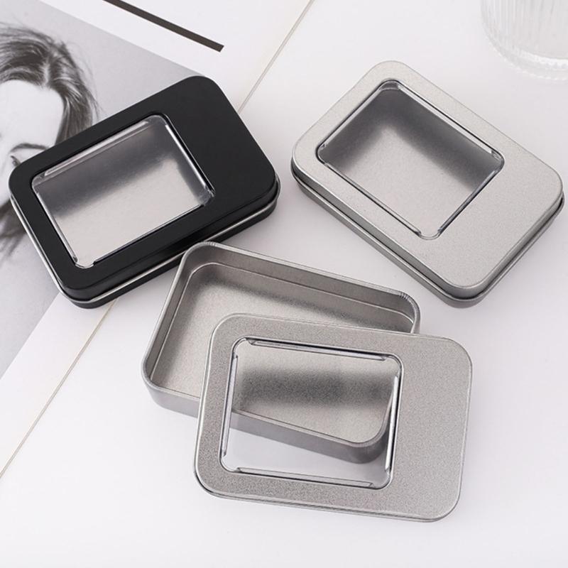 20pcs Tinplate Storage Box With Clear Top For Earrings USB Drive And Small Accessories Travel Jewelry Organizers