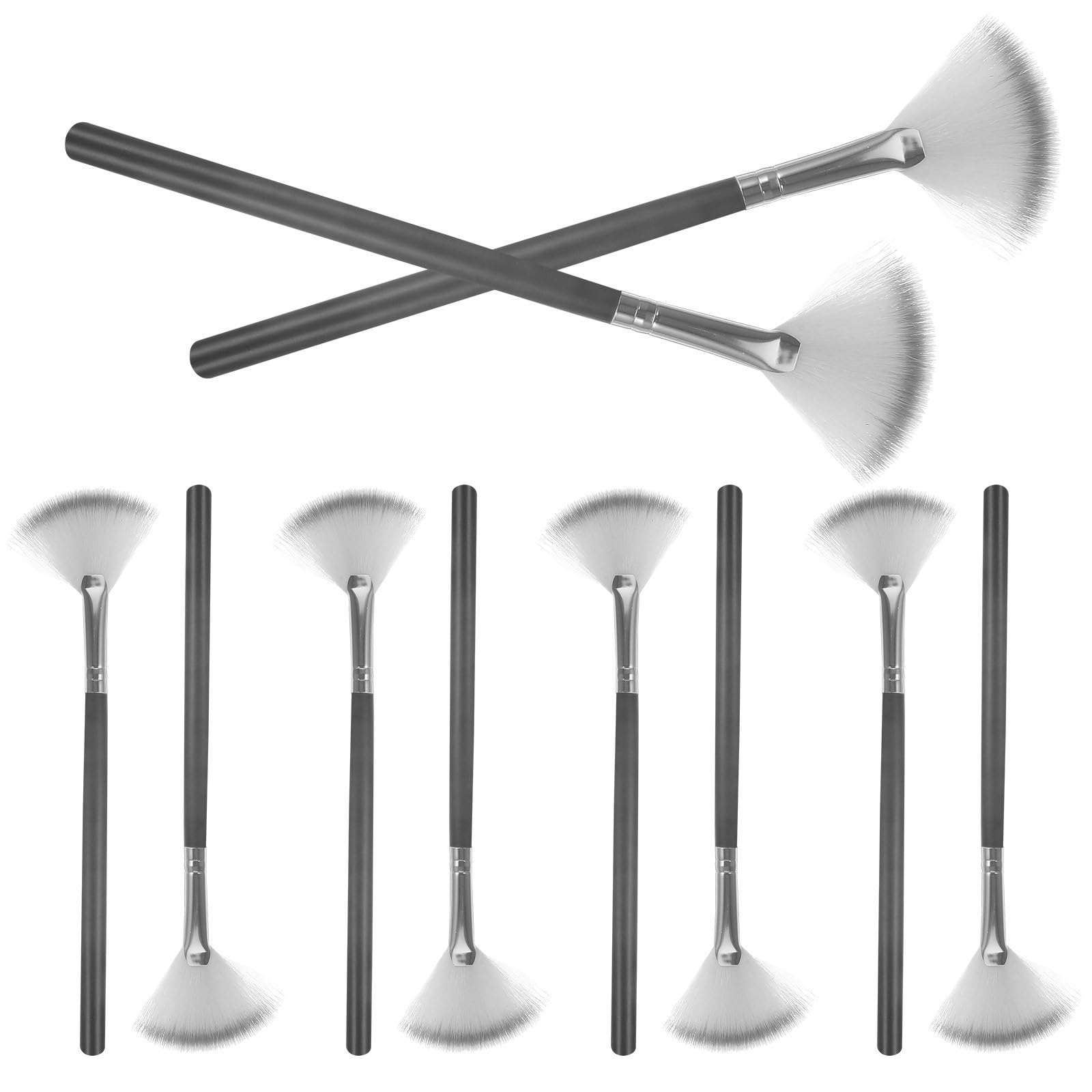 

KICHOUSE 10-Piece Makeup Brush Set: Fan-Shaped Facial Brush, Small Highlighter Brush, for Makeup and Skincare