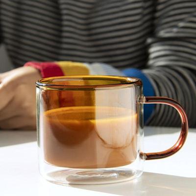Dvojitý skleněný šálek Transparentní válcový šálek na kávu 250 ml