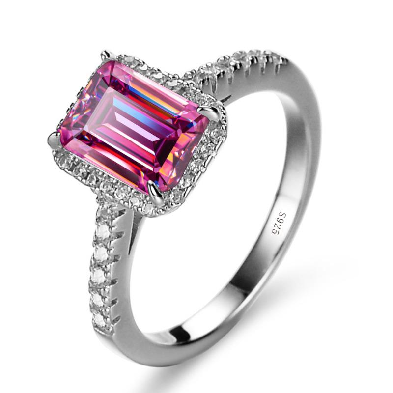 Bague Ringen 925 Sterling Silver Emerald Cut Moissanite Gemstone Wedding Engagement Diamonds Ring For Women Fine Jewelry Gifts
