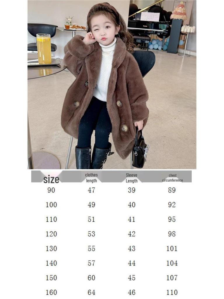 Mädchenmantel aus Kunst-Lammfellleder - Mittellange Wintermodejacke mit Pelzdetails aus Nerzimitat.