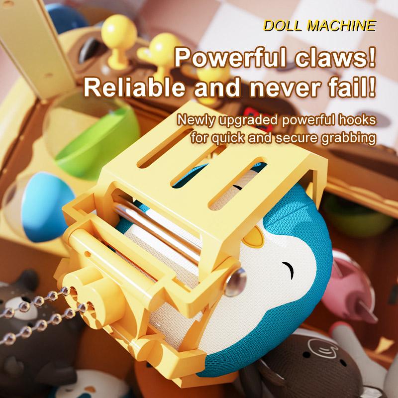Kids Mini Claw Machine Toy - Manual Arcade Prize Dispenser with 10 Plush Dolls, Ideal Birthday Party Gift