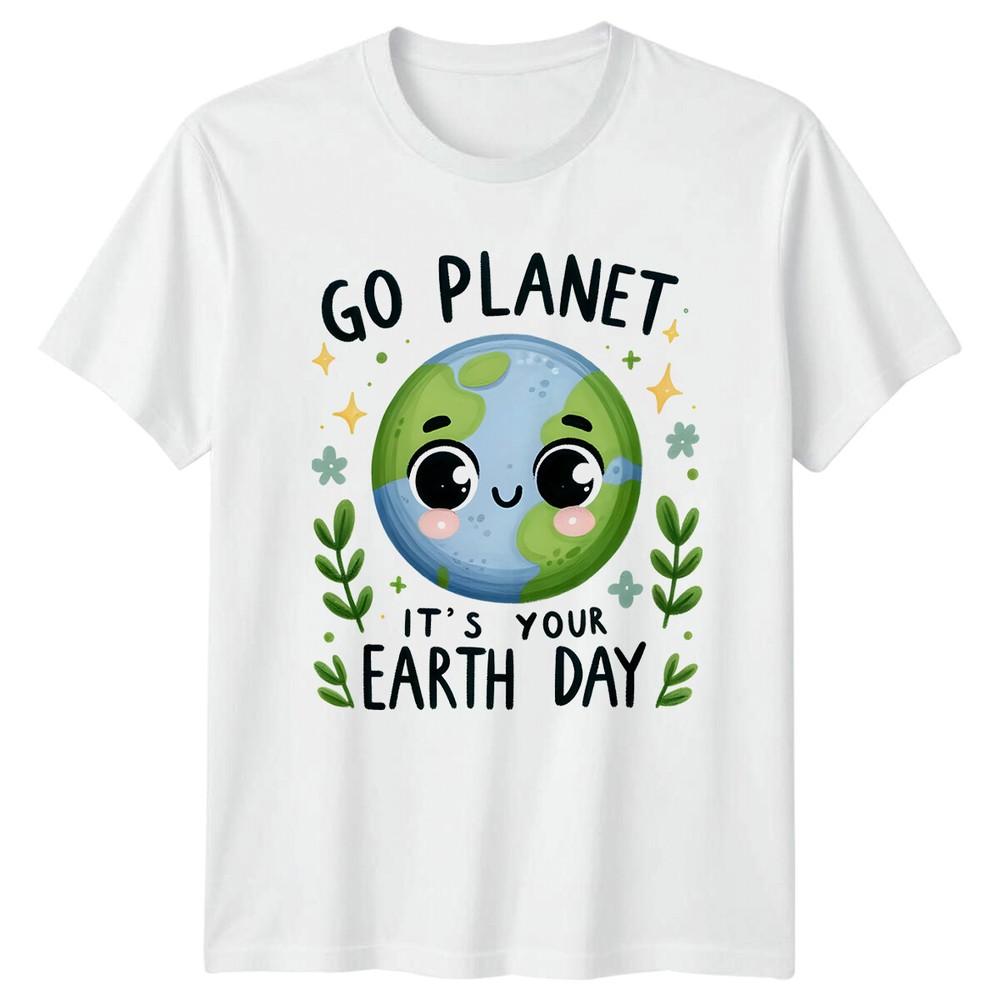 Go Planet Its Your Earth Day Cute Earth Cartoon Earth Day TShirt S