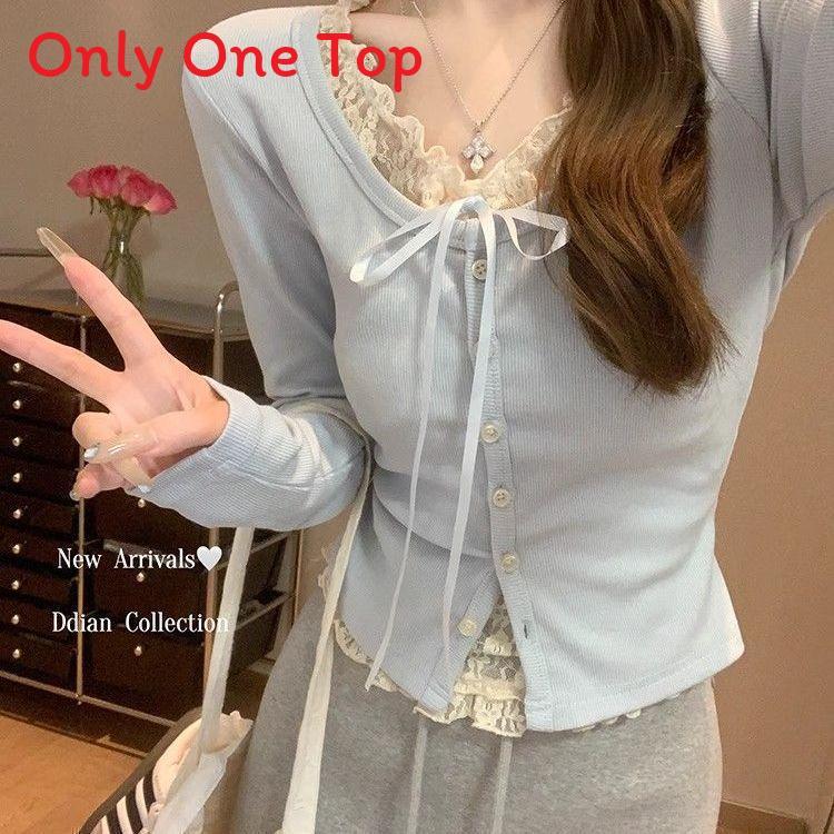Lace Patch Long Sleeve T Shirt For Women With Butterfly Pattern And Crew Neck For Office Wear