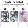 DIY Frameless Pearl Painting Kit Purple Coffee Cup and Floral Vase 3D Shiny Bead Art Canvas Relaxing Craft for Home Wall Decor Gift