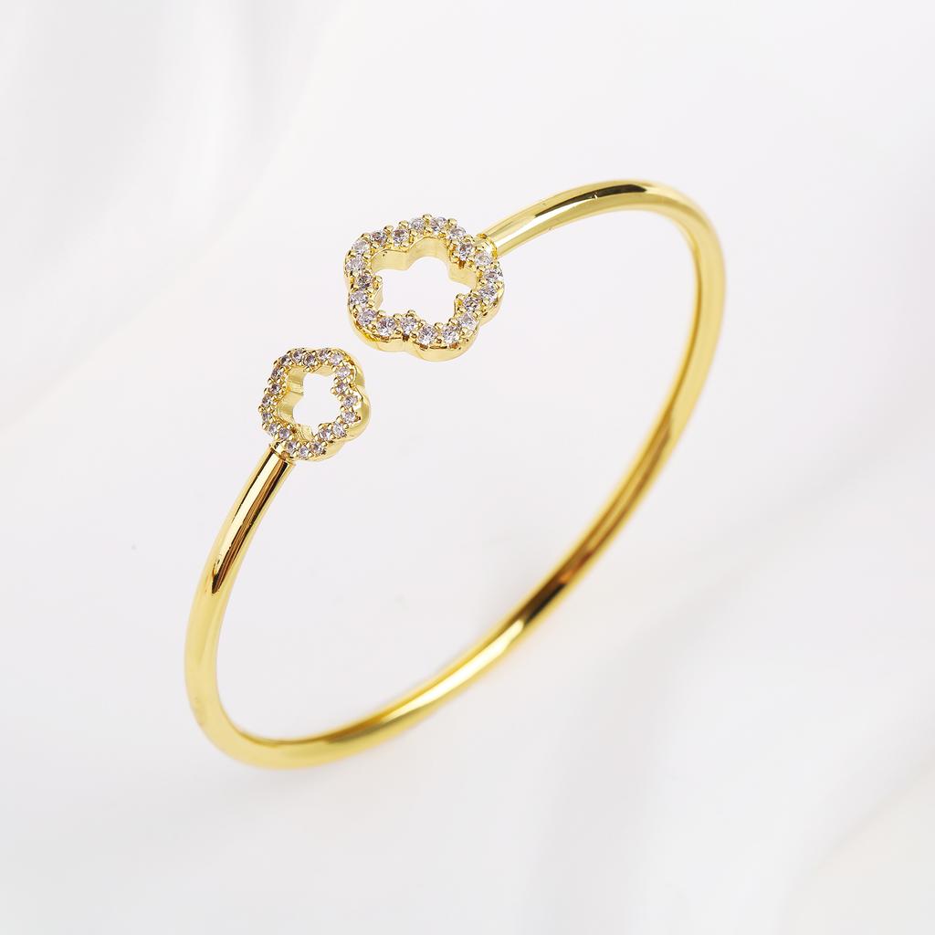 2024 New Fashion Shiny Crystal Five-Leaf Flower Zircon Chain Bracelet Classic For Woman Wrist Jewelry Accessories Clover Gift