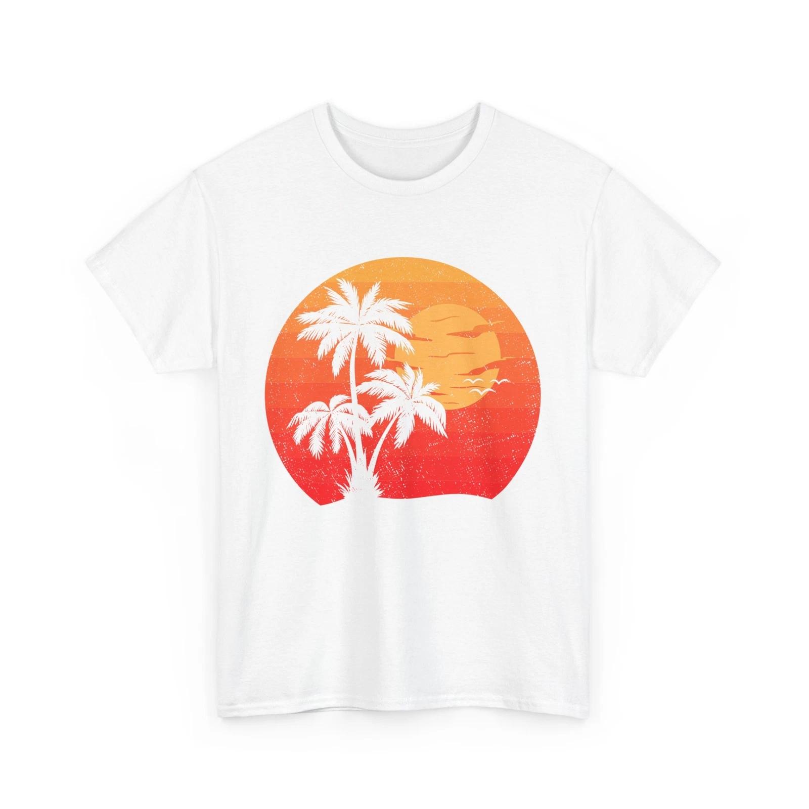 Palm Tree Sunset Shirt, Summer Vacation Beach Lovers Women Men T-shirt XL