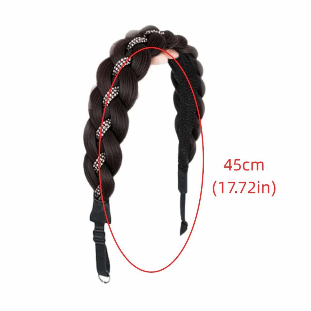 Stylish Rhinestones Braids Headband Non-Slip Fishtail Braid Hair Hoop Easy Wig Headband  Party