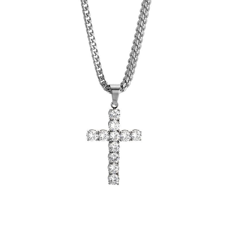 Europäische und Amerikanische Diamantbesetzte Kreuz-Anhänger Halskette, Hochwertige Halskette, Personalisierter Schmuck 2026