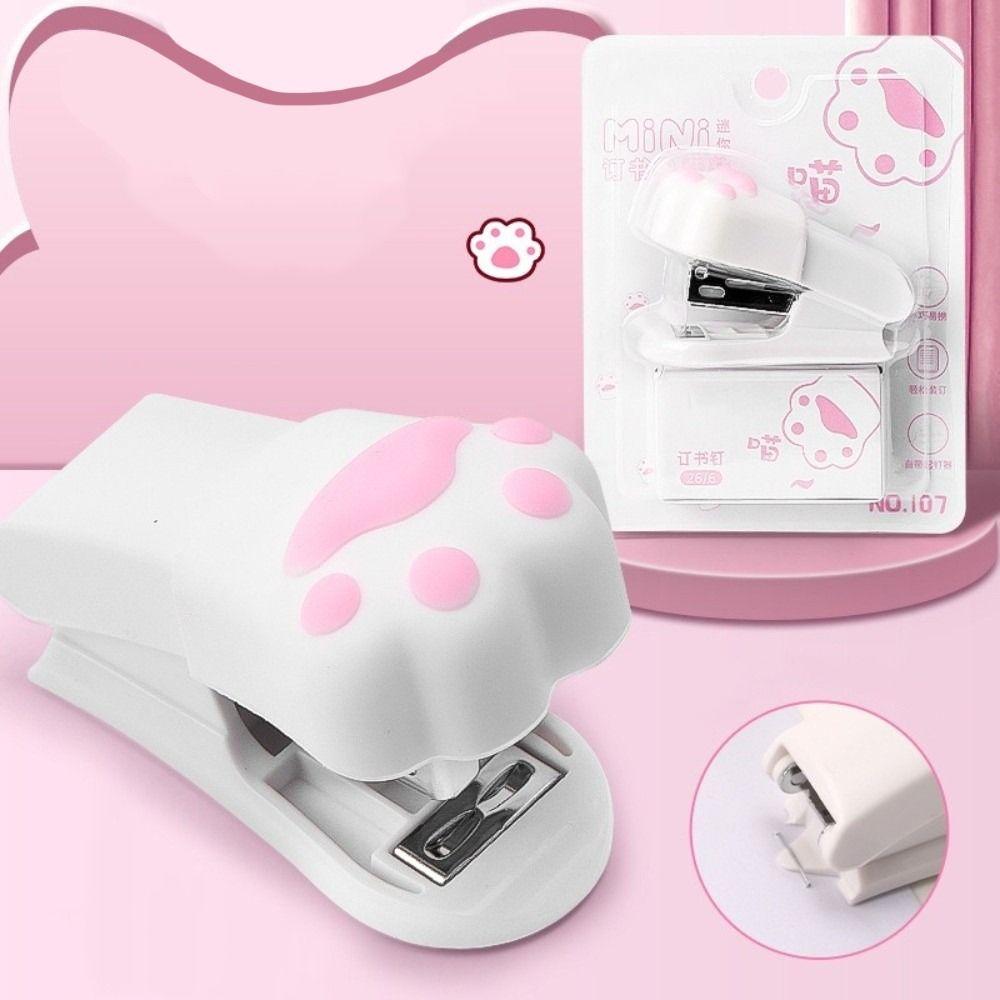 Cute Design Cat Paw Stapler Multifunctional Cat Claw Stapler Binding Machine Mini Stapler Set  Home