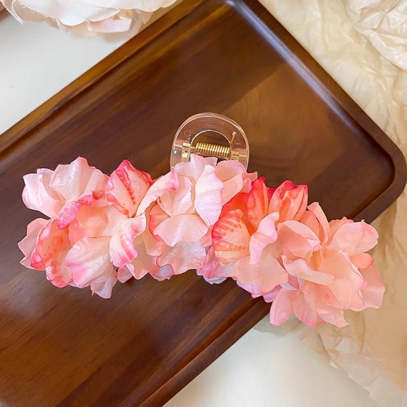 

Pink Romance! Beautiful Super Immortal Flower Gripper! New Chinese Style Elegant Temperament Hairpin Grasping Clip Spring Day Hair Accessory Women