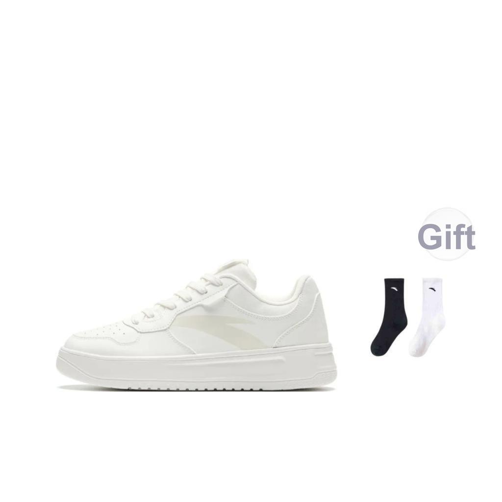 New Anta Relaxed Slip Resistant Shock Absorbers Low Top Skateboard Shoes Men's White 912518001Q-2