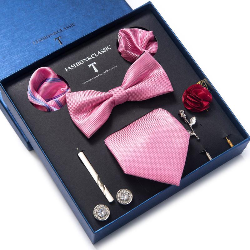 Dress 8-Piece Wedding Groom Tie Men'S Formal Business Bow Tie Square Scarf Tie Clip Hand-Typed Gift Box Packaging