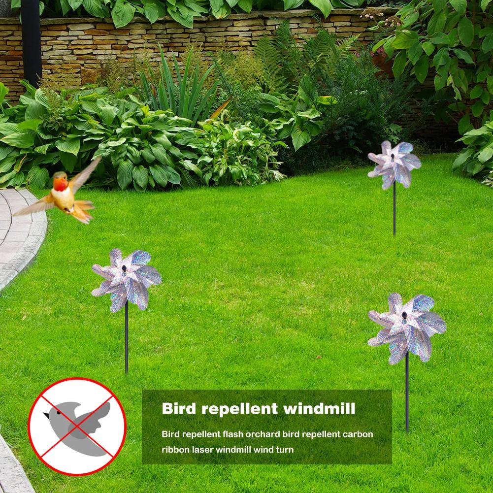 1-10Pcs Bird Repeller Windmill Reflective Sparkly Bird Deterrent Pinwheels Bird Scarer Animal Repeller Outdoor Garden Decoration