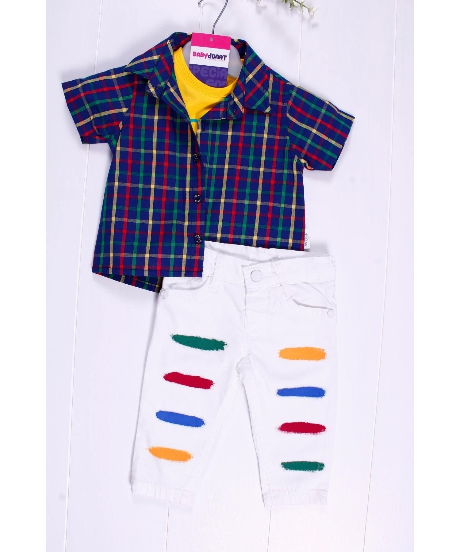 

Checkered Shirt And Badi Short Sleeve Baby Boy Set
