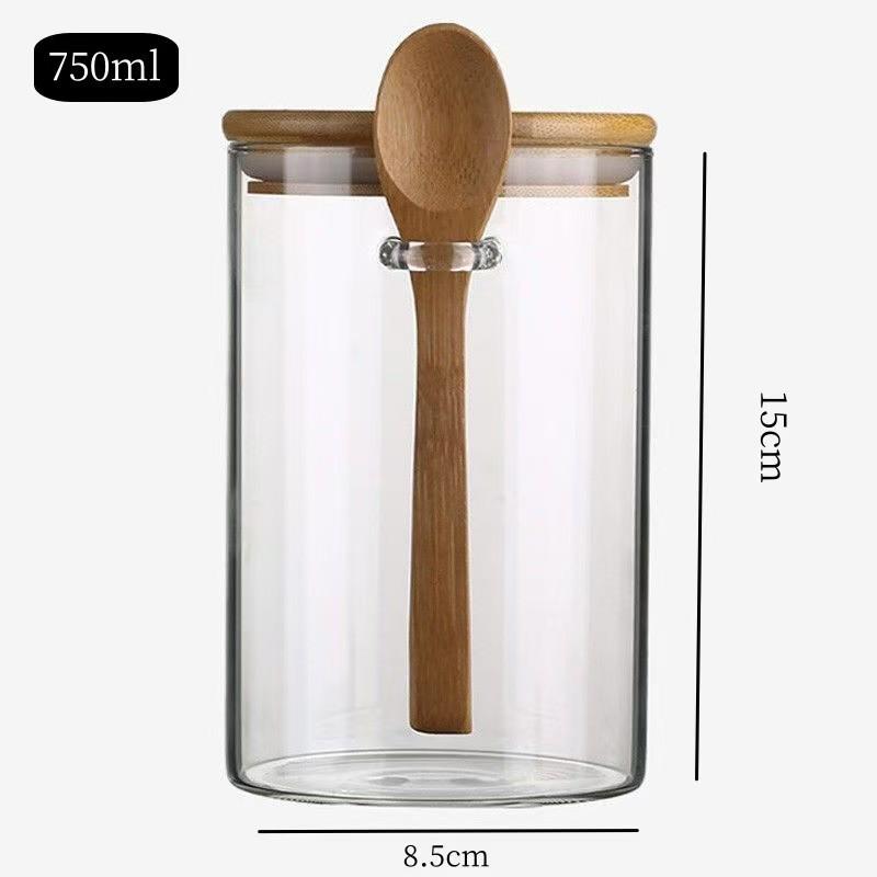 Airtight High Borosilicate Glass Jar with Spoon for Kitchen Storage: Perfect for Grains, Dried Fruits, and Coffee Beans