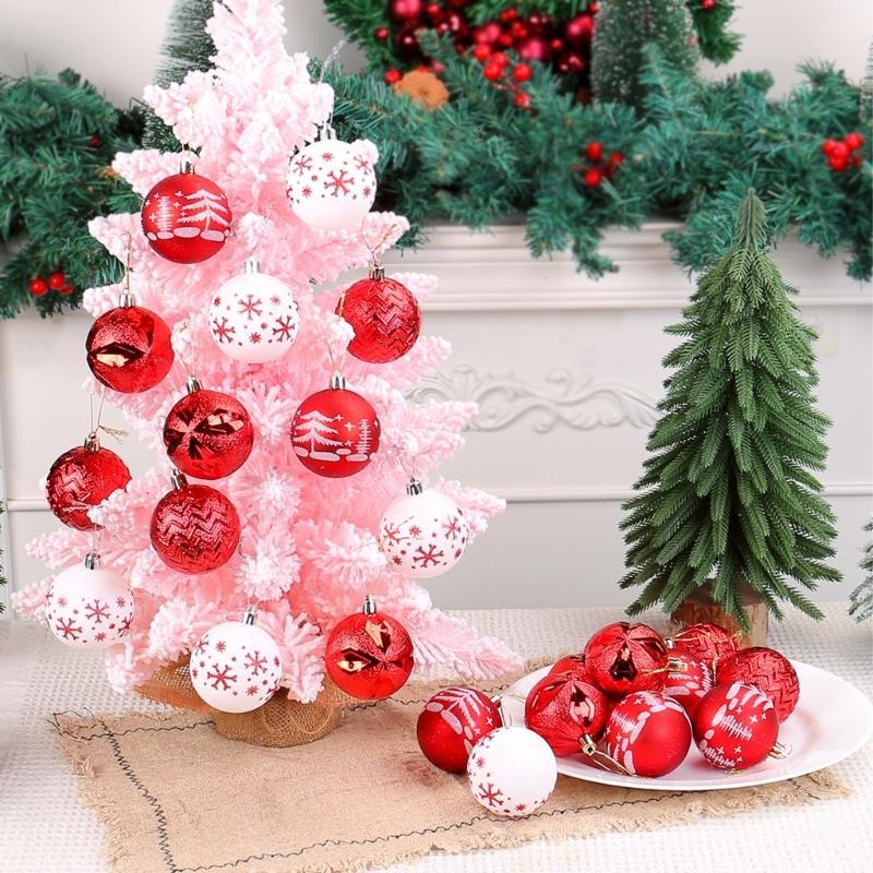 24Pcs Hand Painted Christmas Sphere Ornament Christmas Hand Painted Sphere Ornament Handmade Festival Tree Decorations