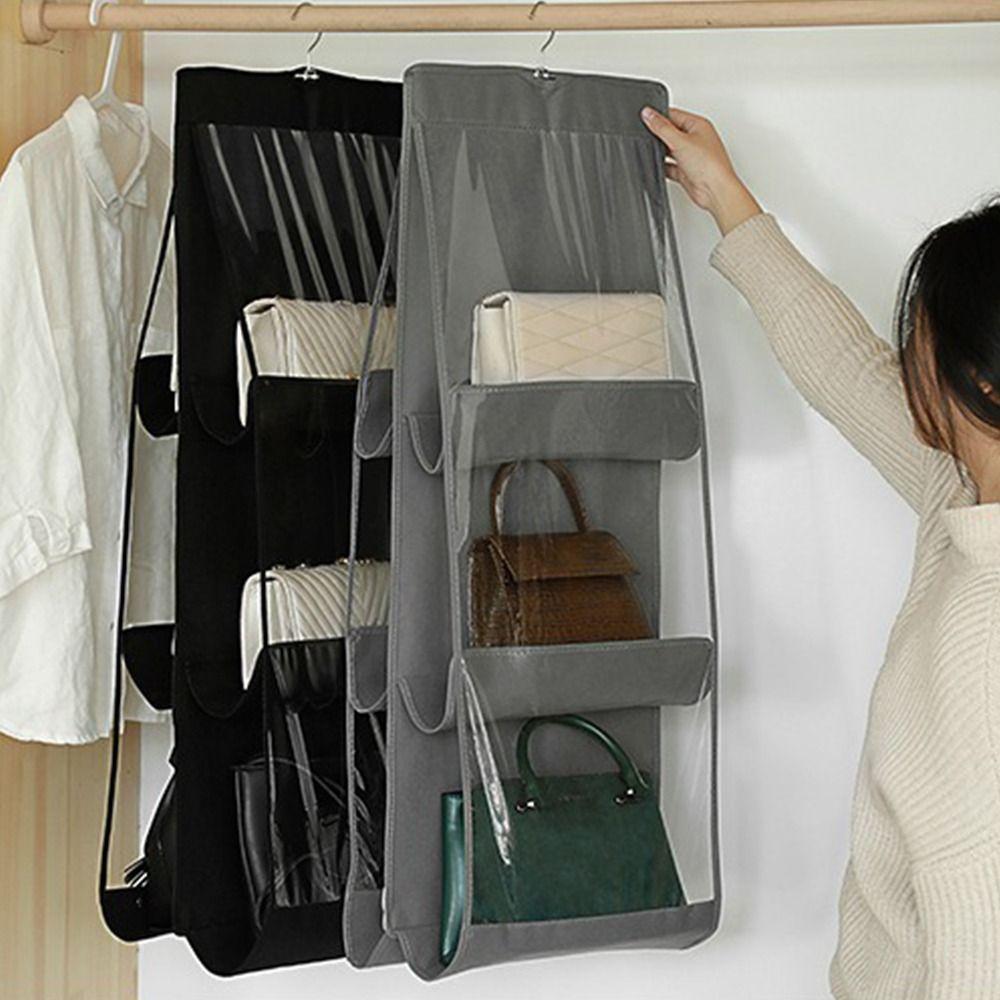 1Pcs Gray Hanging Handbag Organizer Waterproof Clear Sundry Bag New Storage Bag  Door Wall