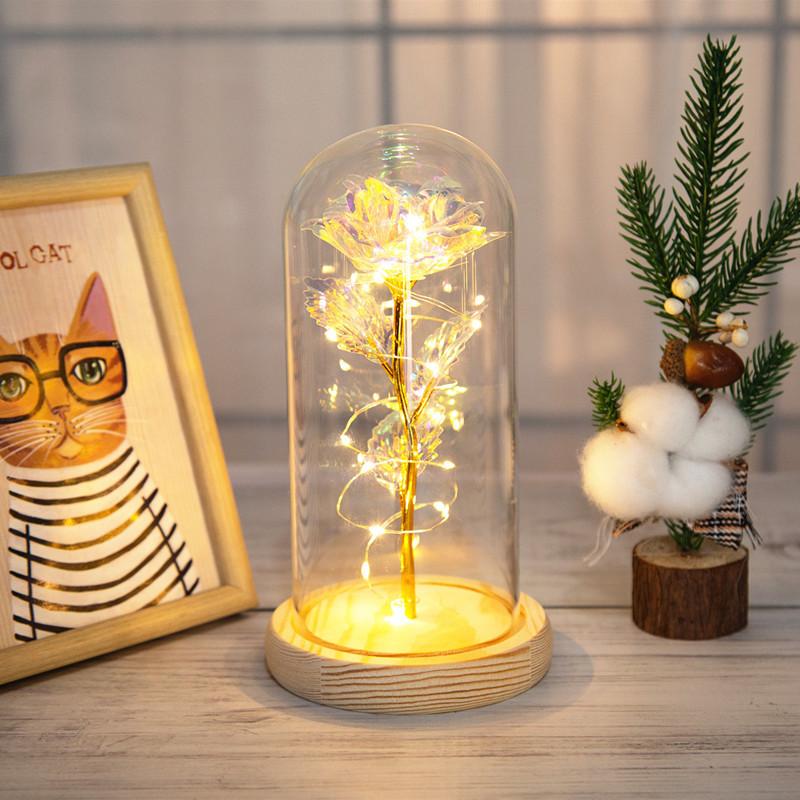 Glass cover gold foil rose ornament creative mother Valentine's Day gift simulation flower eternal flower Yiwu
