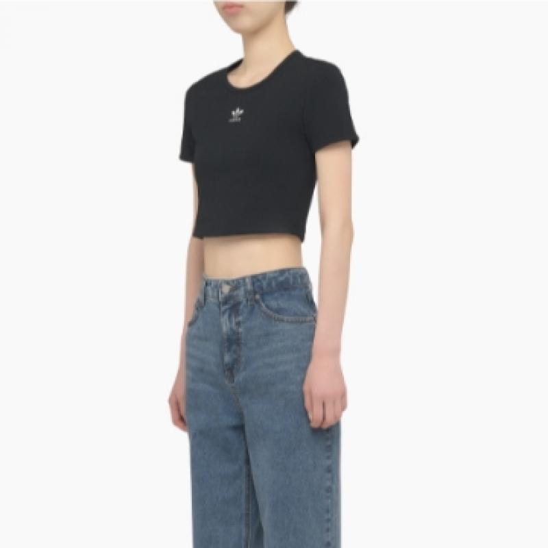 Adidas Lip Crop Tee   Black Ii8057