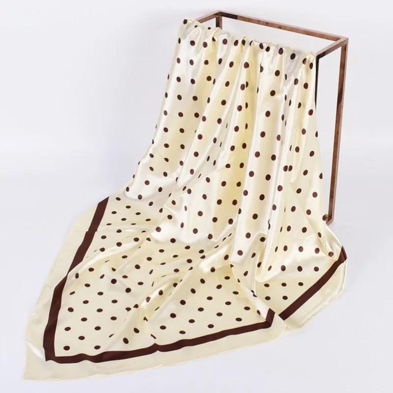 Head Scarf Women Luxury  90X90Cm Silk Square Scarf Satin Bandana Cheveux Soft Neckerchief Hijab Hair Scarves For Ladies