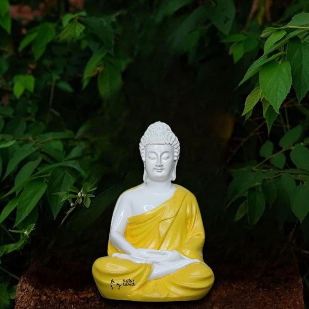 Polymarble Statue Lord Figurine/Idol (Orange Earthenware Dhyan Buddha)