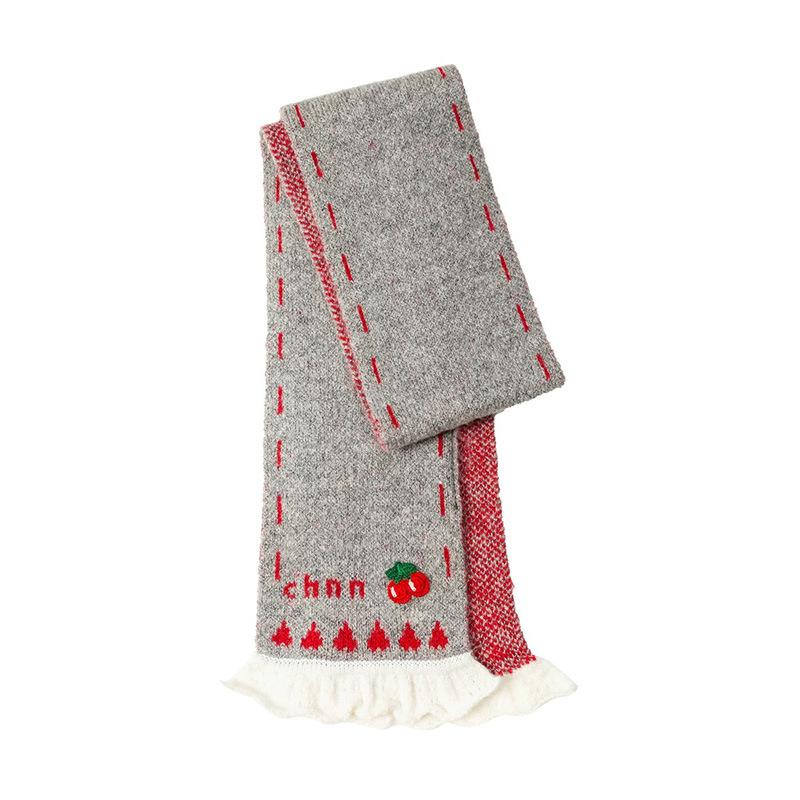 Winter new style fashion girl lace knitted scarf women's thickened warm scarf fashion sweet and cute