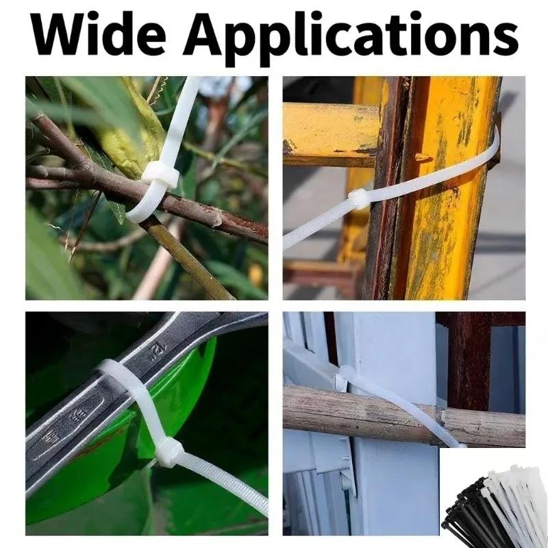 100-1000pcs Self-locking Plastic Nylon Tie Black Cable Tie Fastening Ringcable Tie Zip Wraps Strap Nylon Cable Ties Set